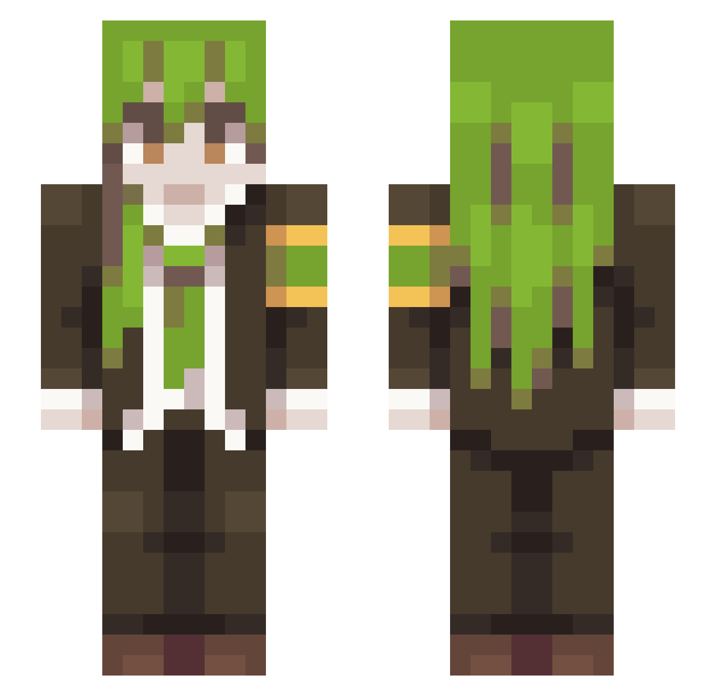 SkibidiAvengers Minecraft skin, front and back view