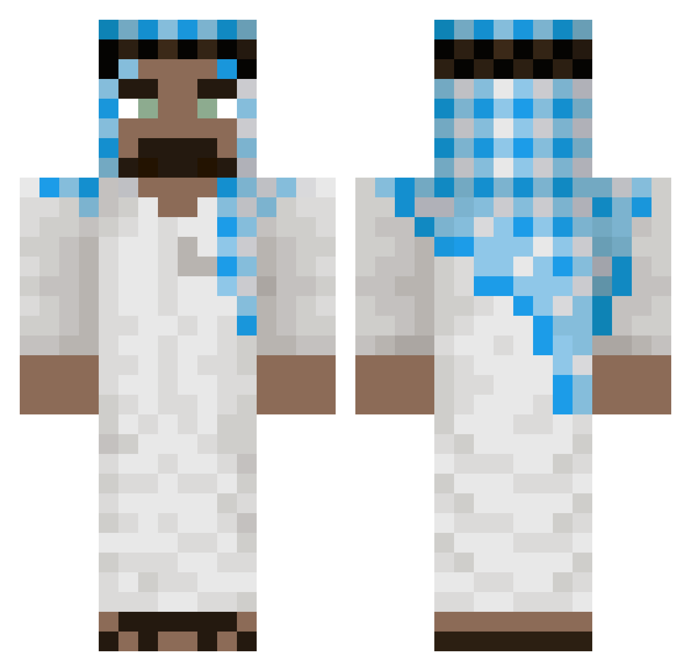 v2perks Minecraft skin, front and back view
