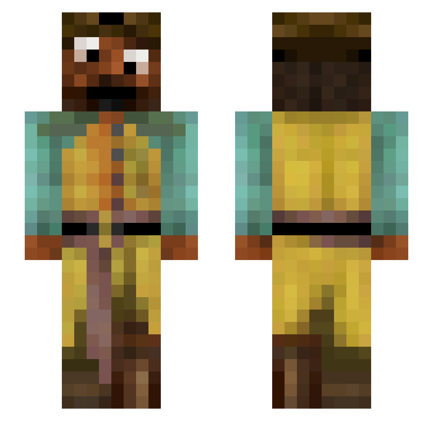 SlimingDead Minecraft skin, front and back view