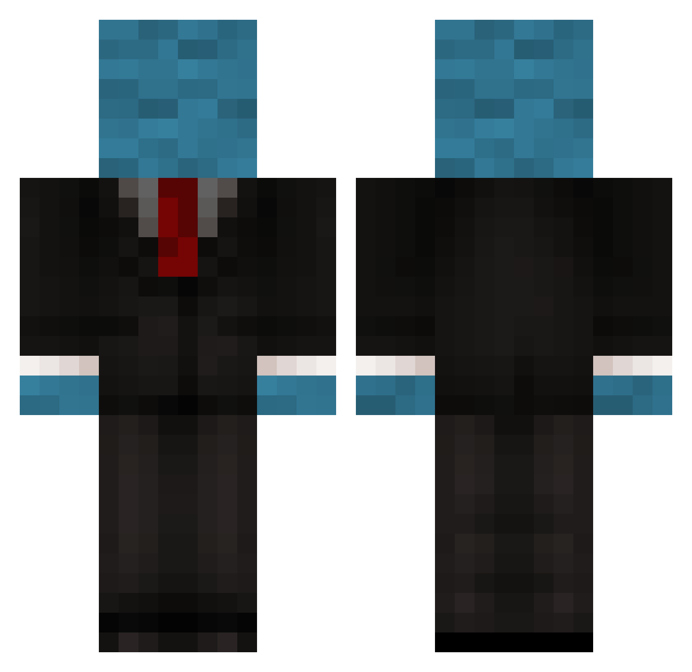 rasper Minecraft skin, front and back view