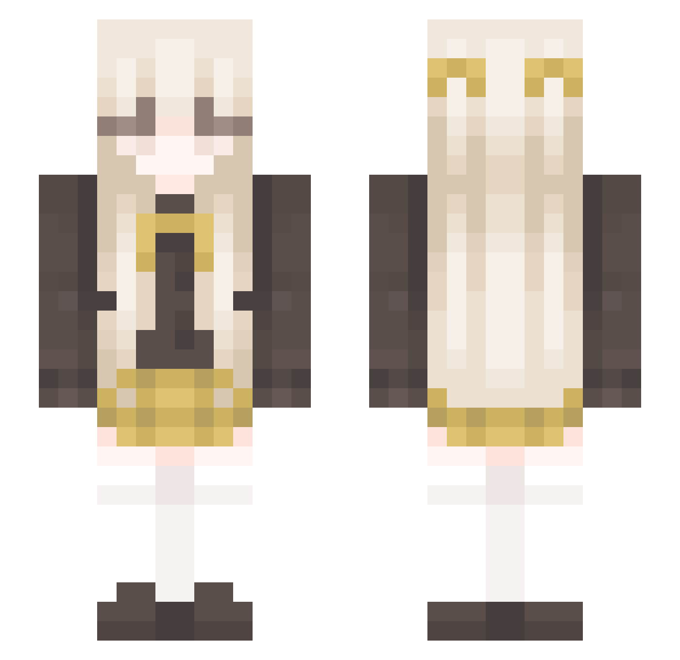 retaal Minecraft skin, front and back view