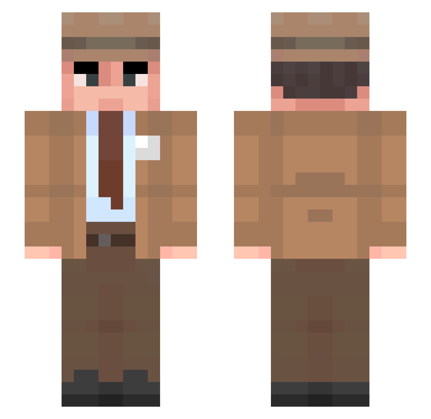 Elbasy Minecraft skin, front and back view