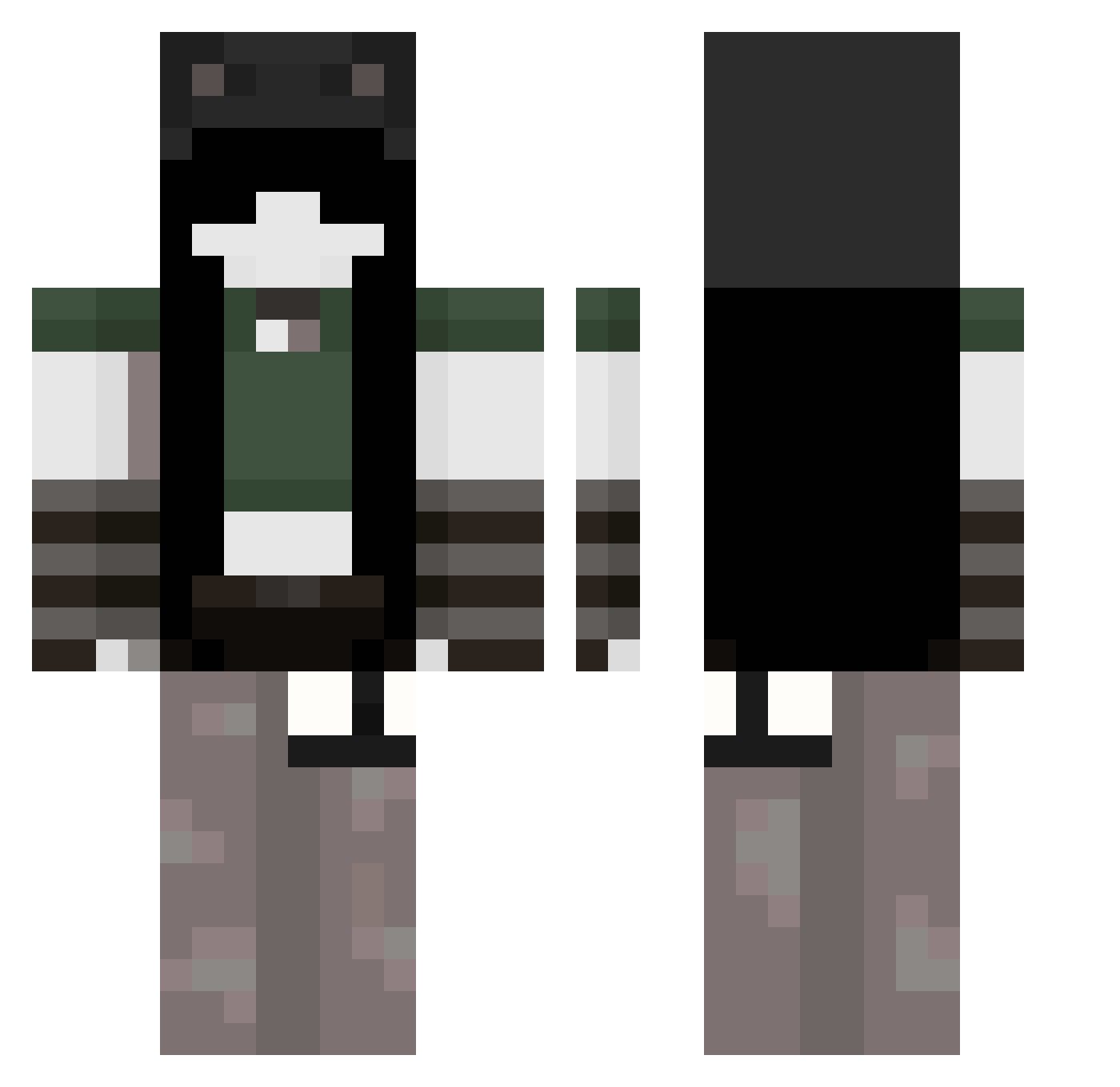 Soilzey Minecraft skin, front and back view