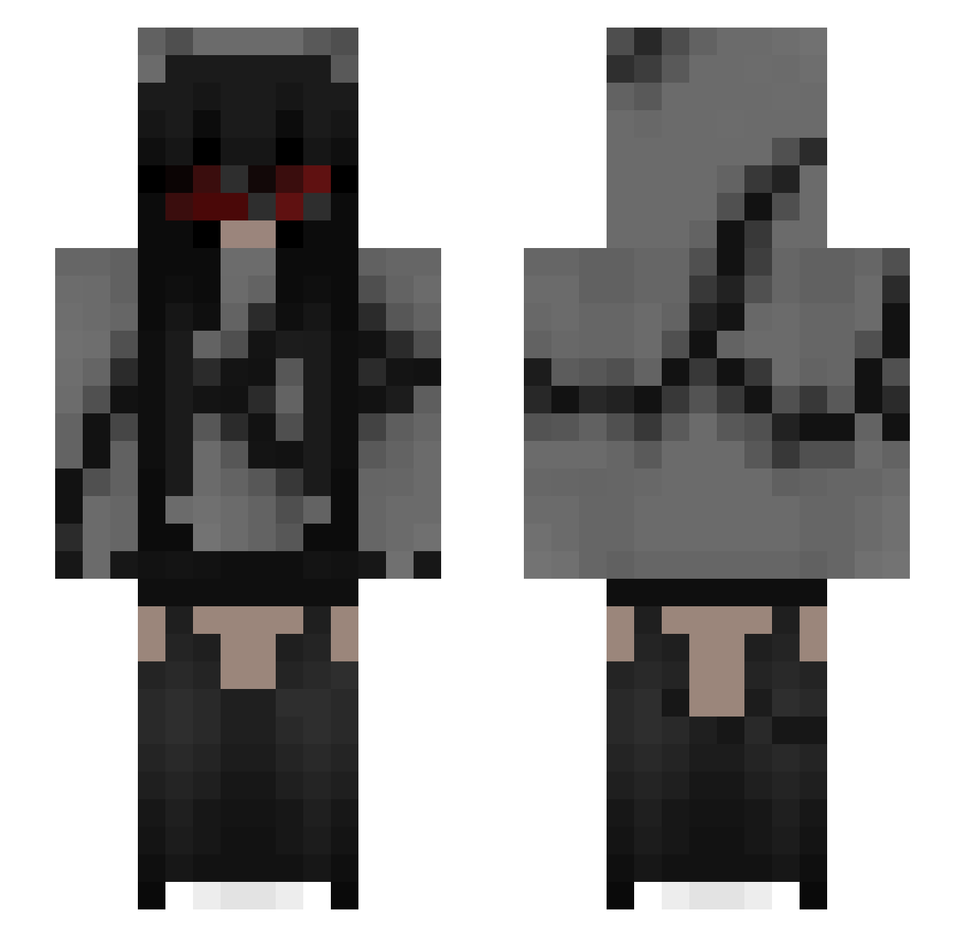 xAxro Minecraft skin, front and back view