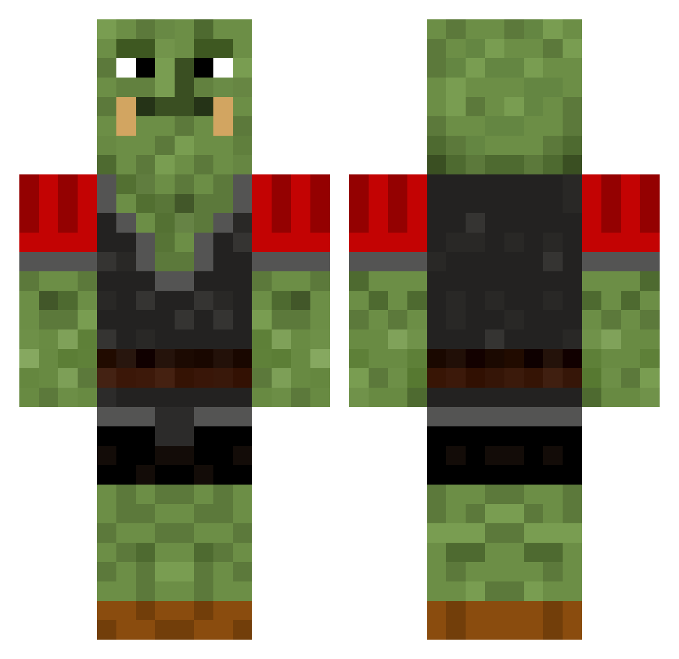 theThoraxx Minecraft skin, front and back view