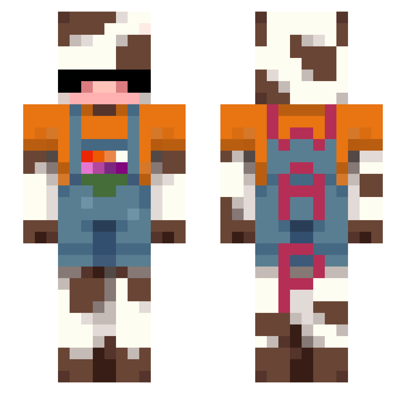 skne Minecraft skin, front and back view
