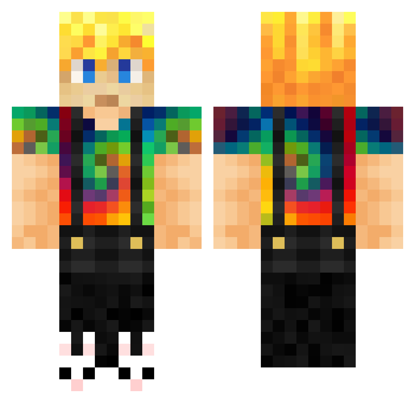 PiffPaffPouff Minecraft skin, front and back view