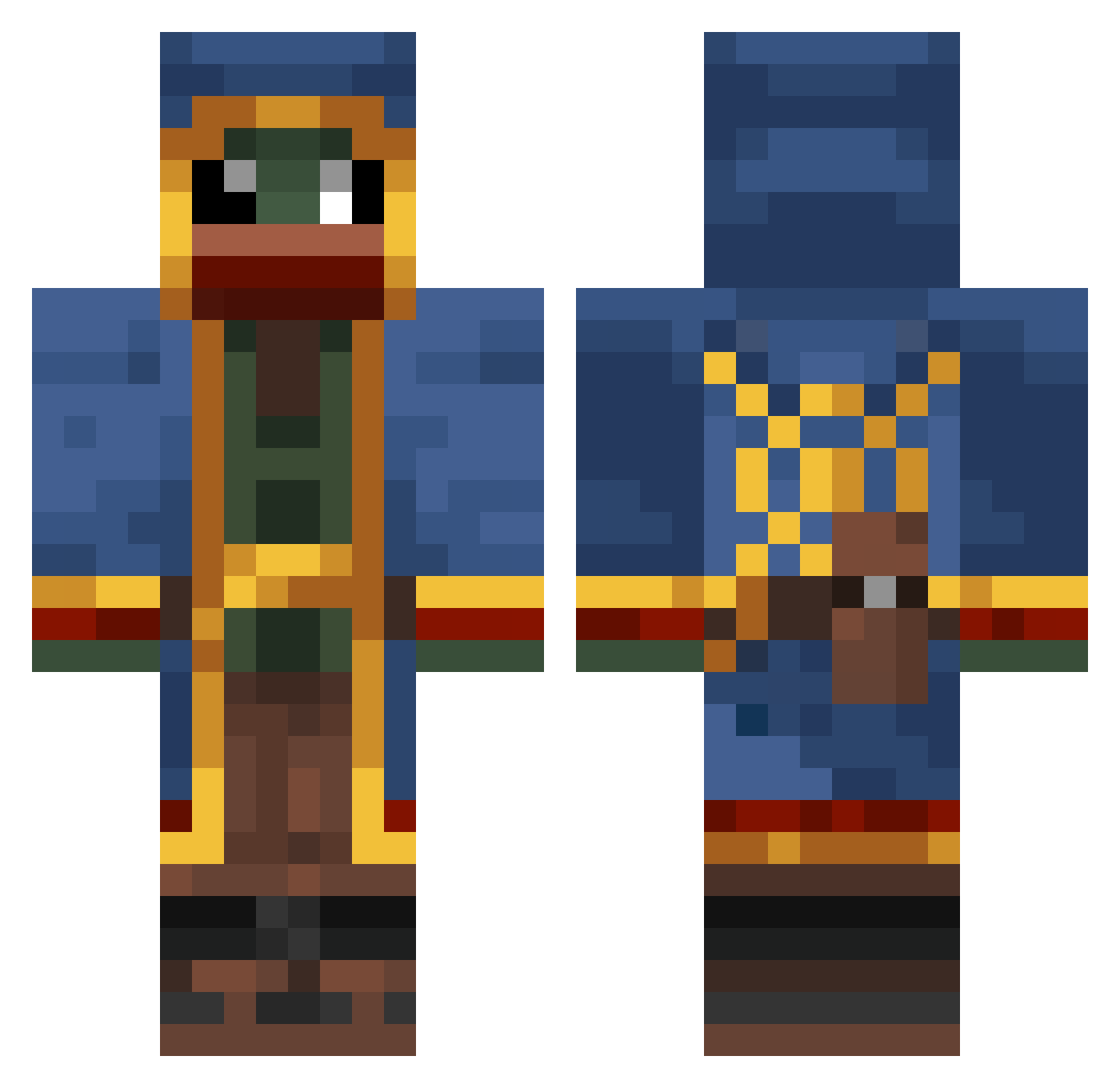 whitesnow1015 Minecraft skin, front and back view