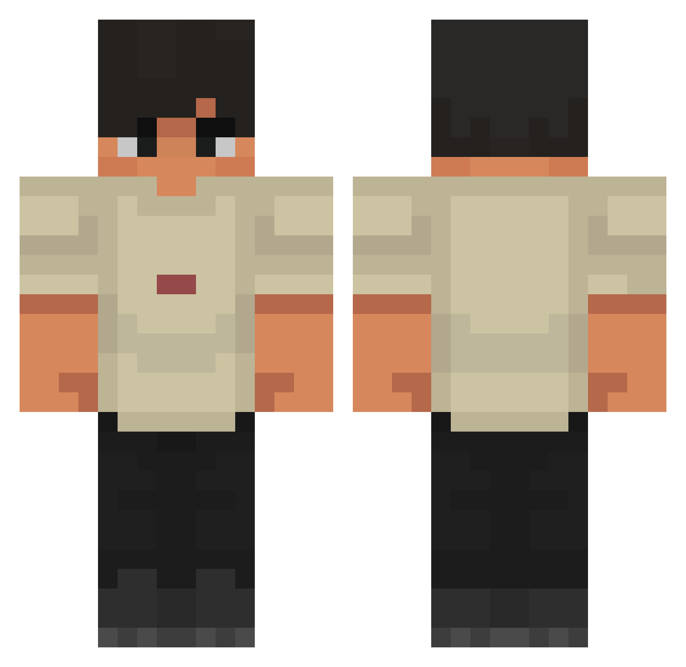 wirzwei Minecraft skin, front and back view