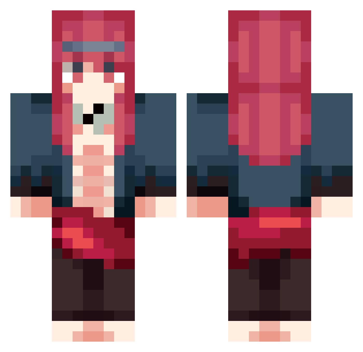 RudraSama Minecraft skin, front and back view