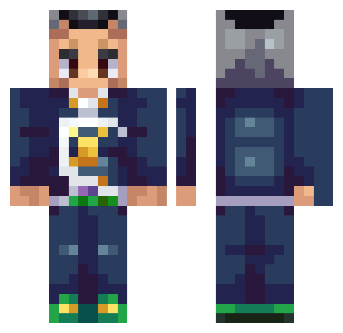 Frauseano Minecraft skin, front and back view