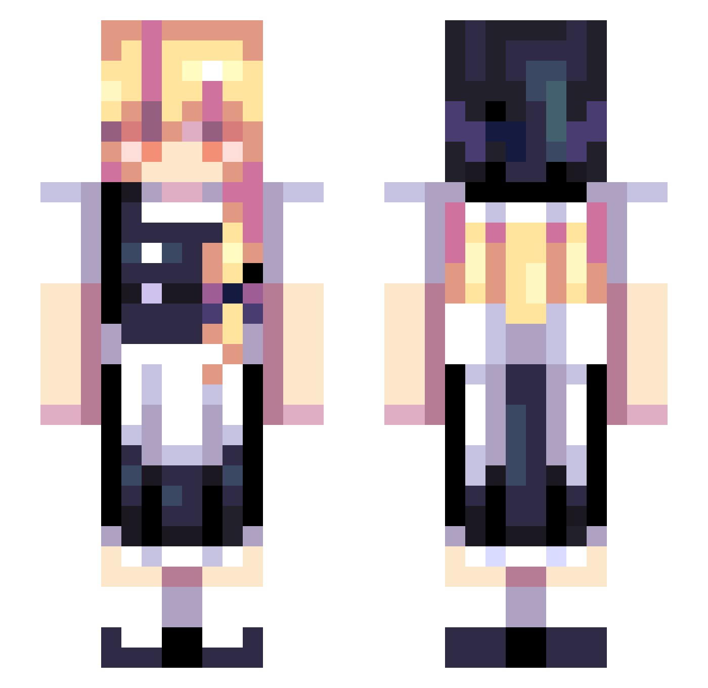 Jacqueline Minecraft skin, front and back view