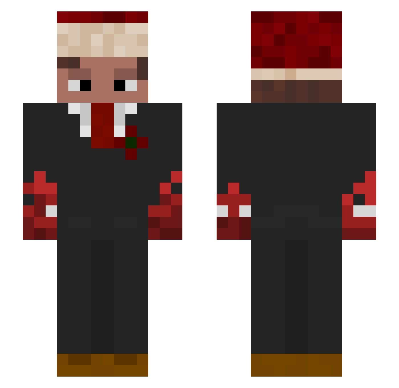 covcoy Minecraft skin, front and back view