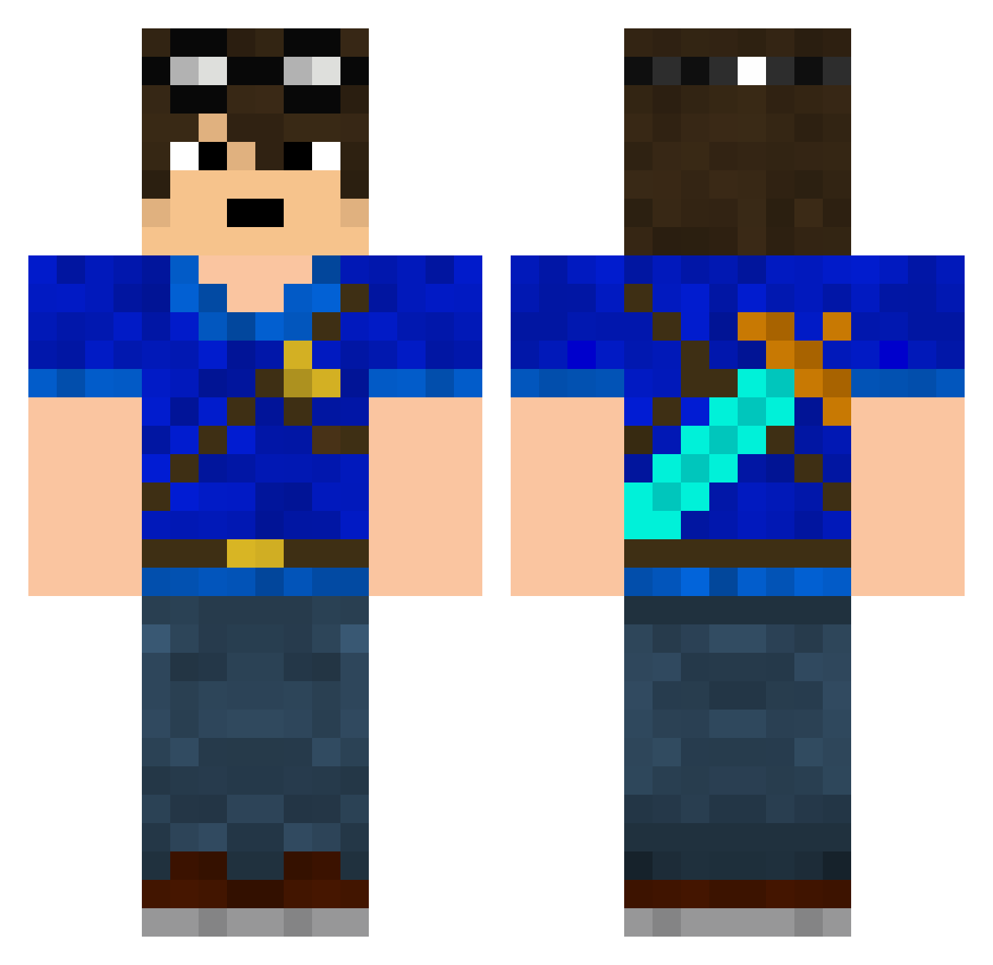 P3t3m Minecraft skin, front and back view