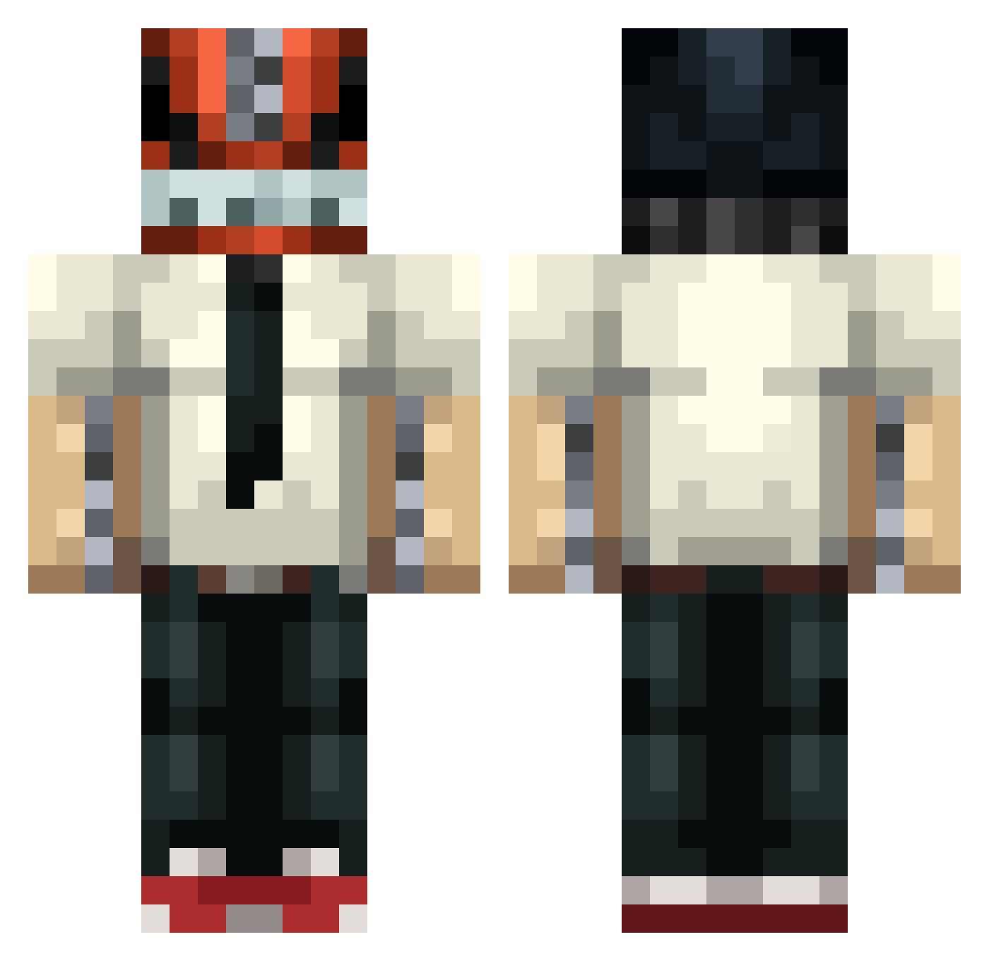 PokeRiv Minecraft skin, front and back view