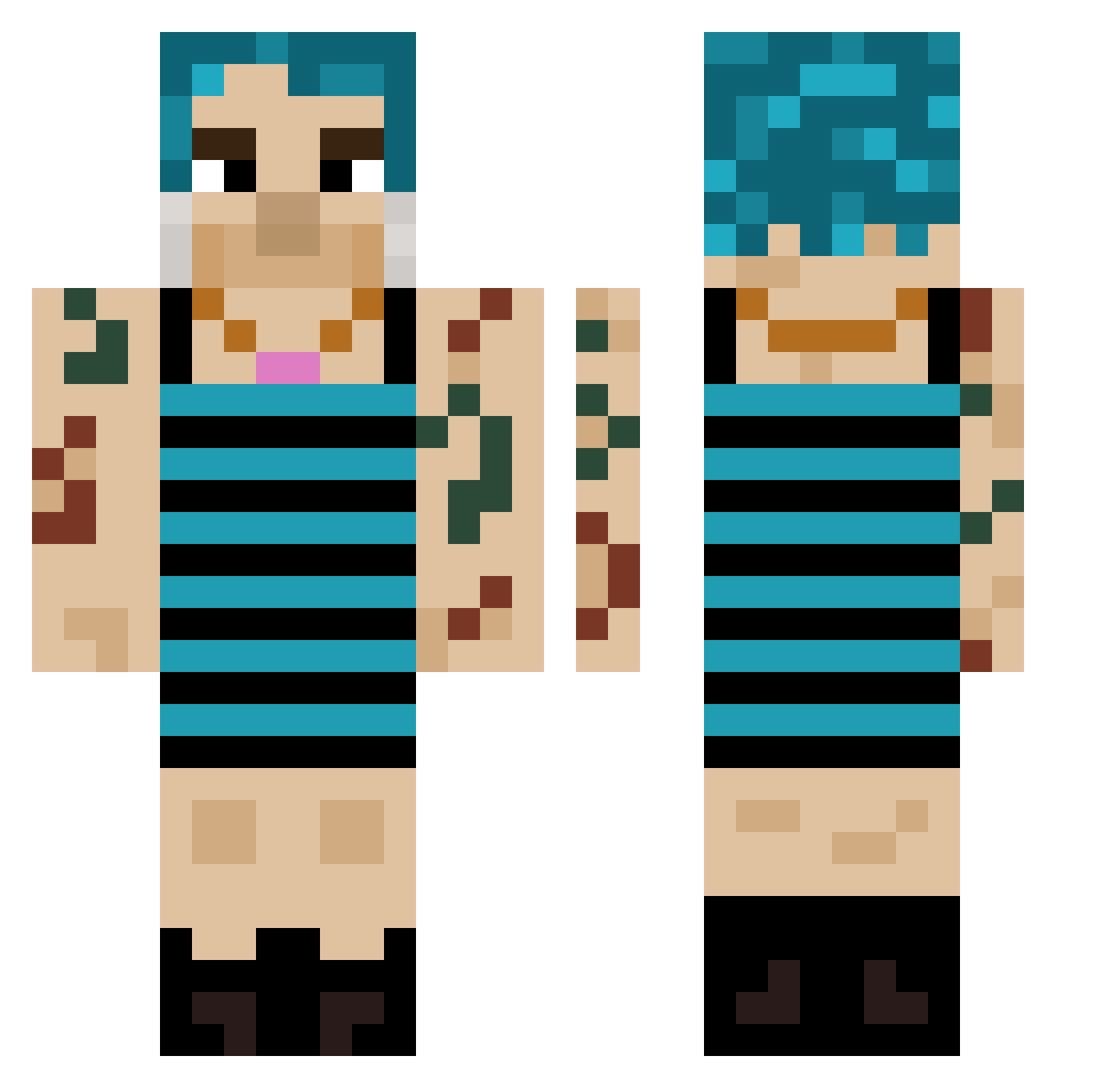 Quegh Minecraft skin, front and back view