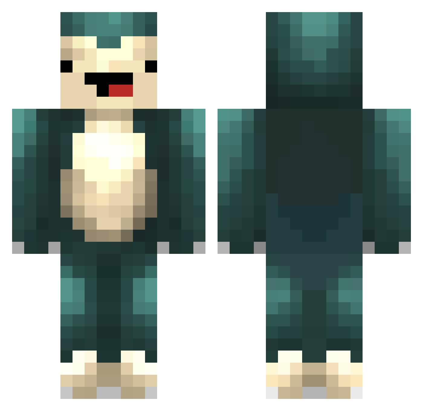Snorylax Minecraft skin, front and back view
