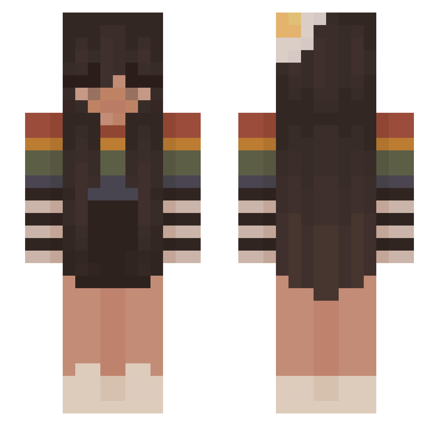 Sekwoja Minecraft skin, front and back view