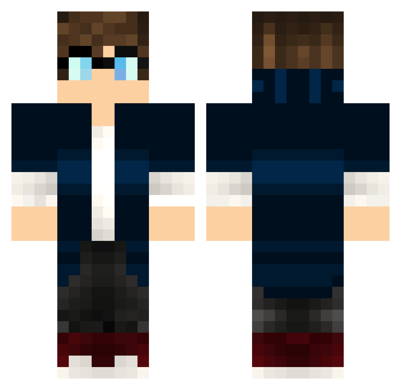 PxBit Minecraft skin, front and back view