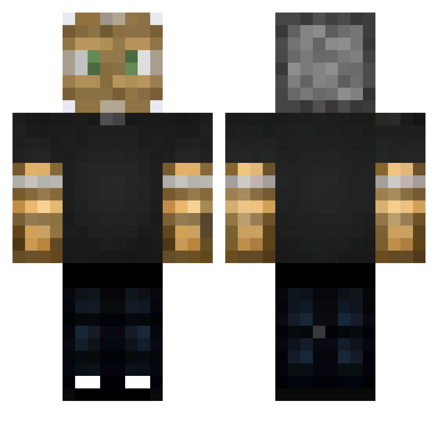 braain Minecraft skin, front and back view