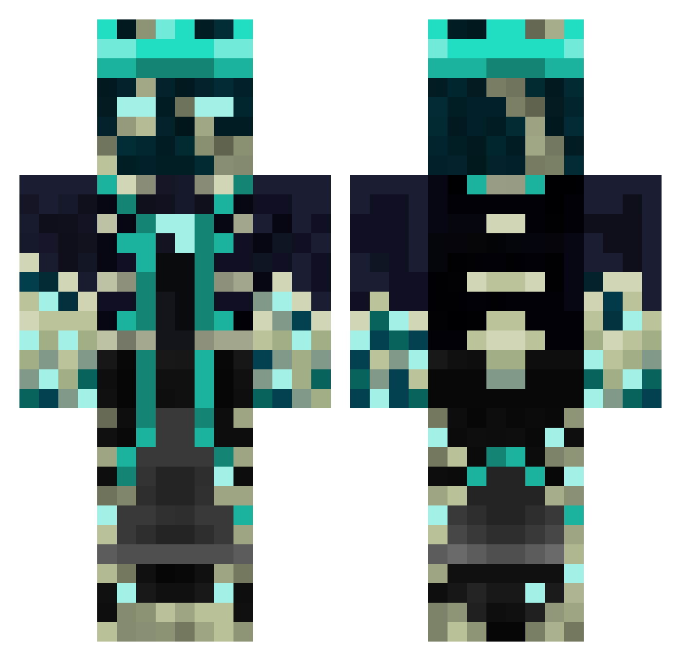Wardenk1ng Minecraft skin, front and back view