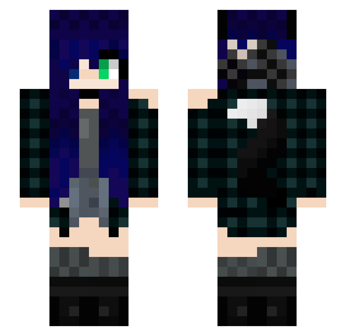 Shellwow Minecraft skin, front and back view