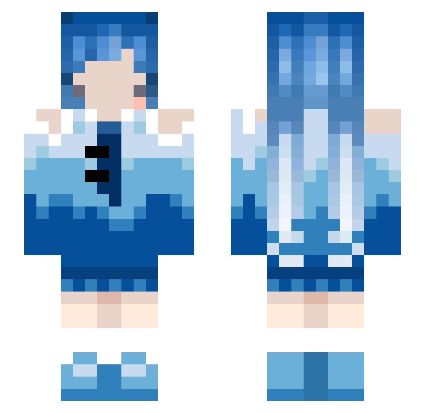 Reiine Minecraft skin, front and back view