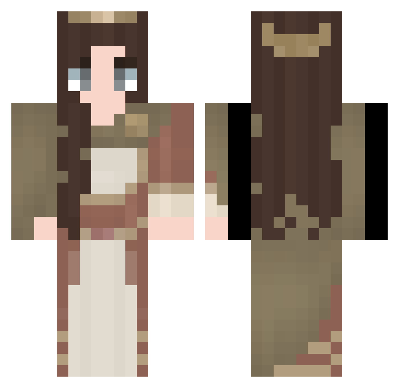 Jacquette Minecraft skin, front and back view