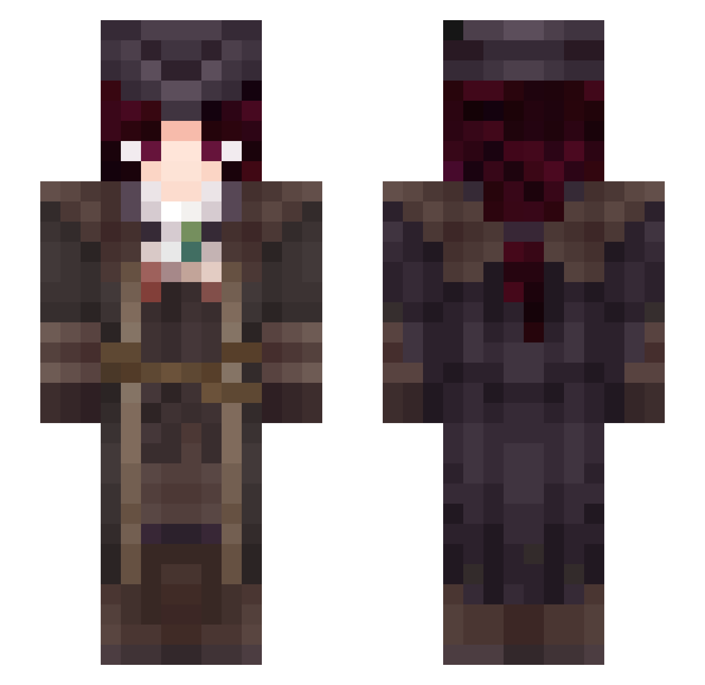 Breadcrumps Minecraft skin, front and back view