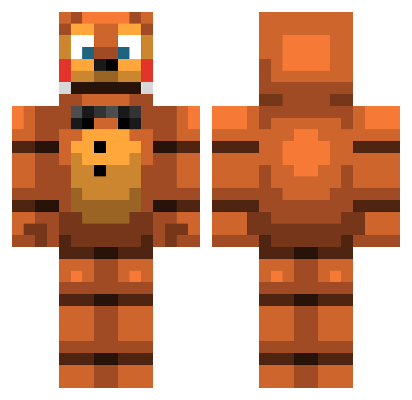 Unprotected Minecraft skin, front and back view