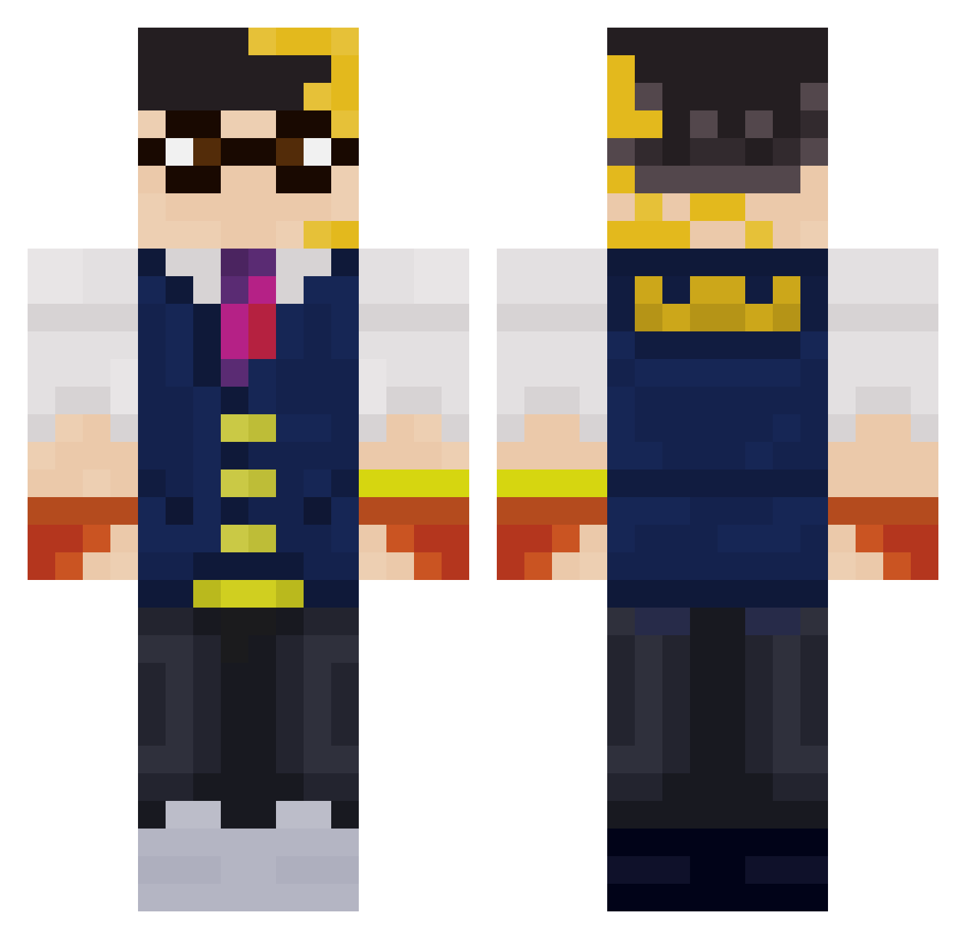 EightBitJoker Minecraft skin, front and back view
