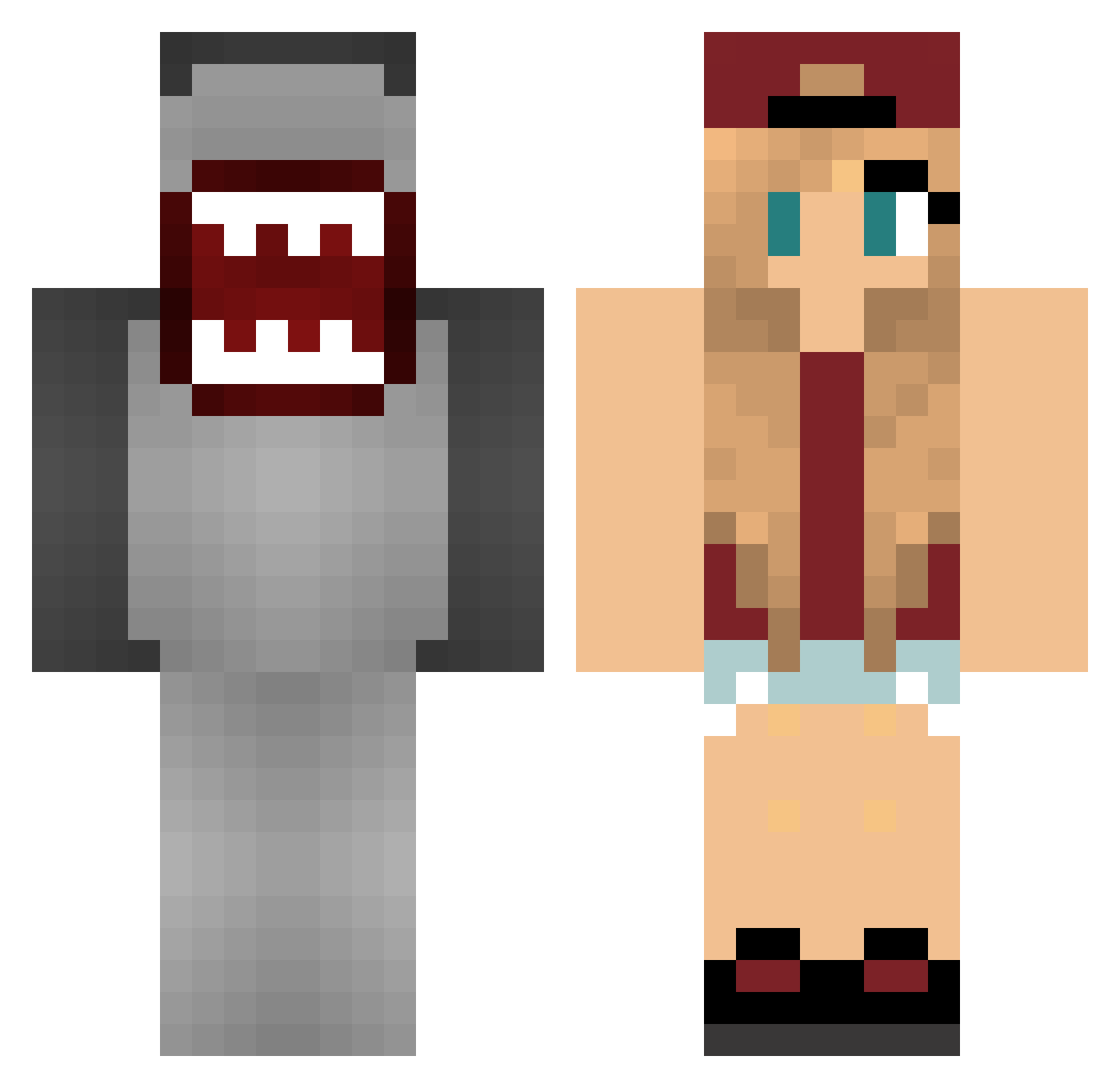 Pretense Minecraft skin, front and back view