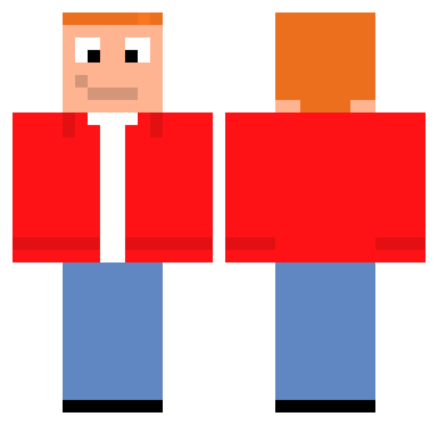 Revolute Minecraft skin, front and back view