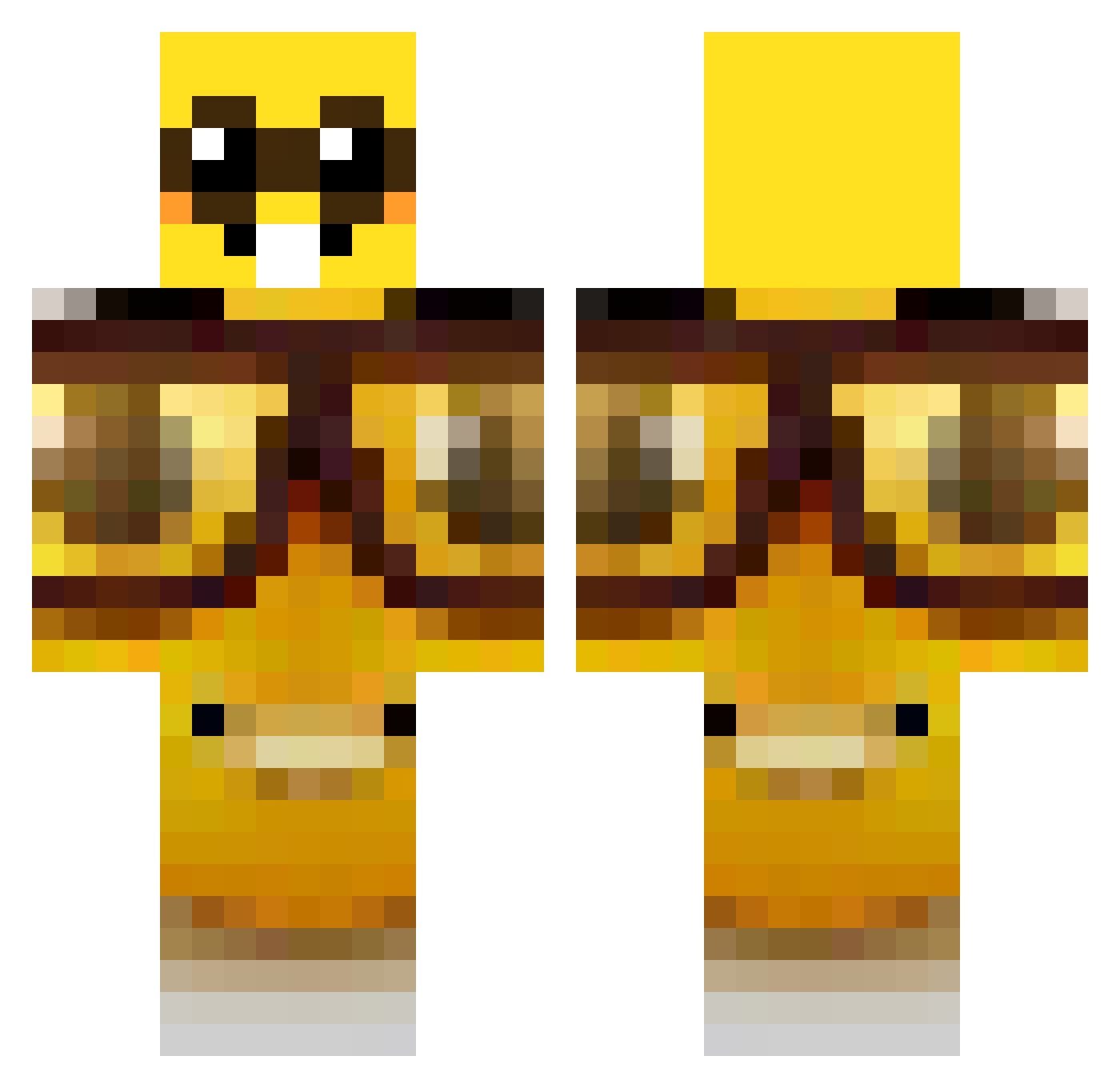 psychedeliceras Minecraft skin, front and back view