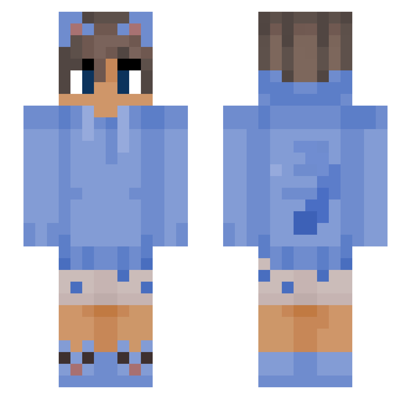 Shensational Minecraft skin, front and back view