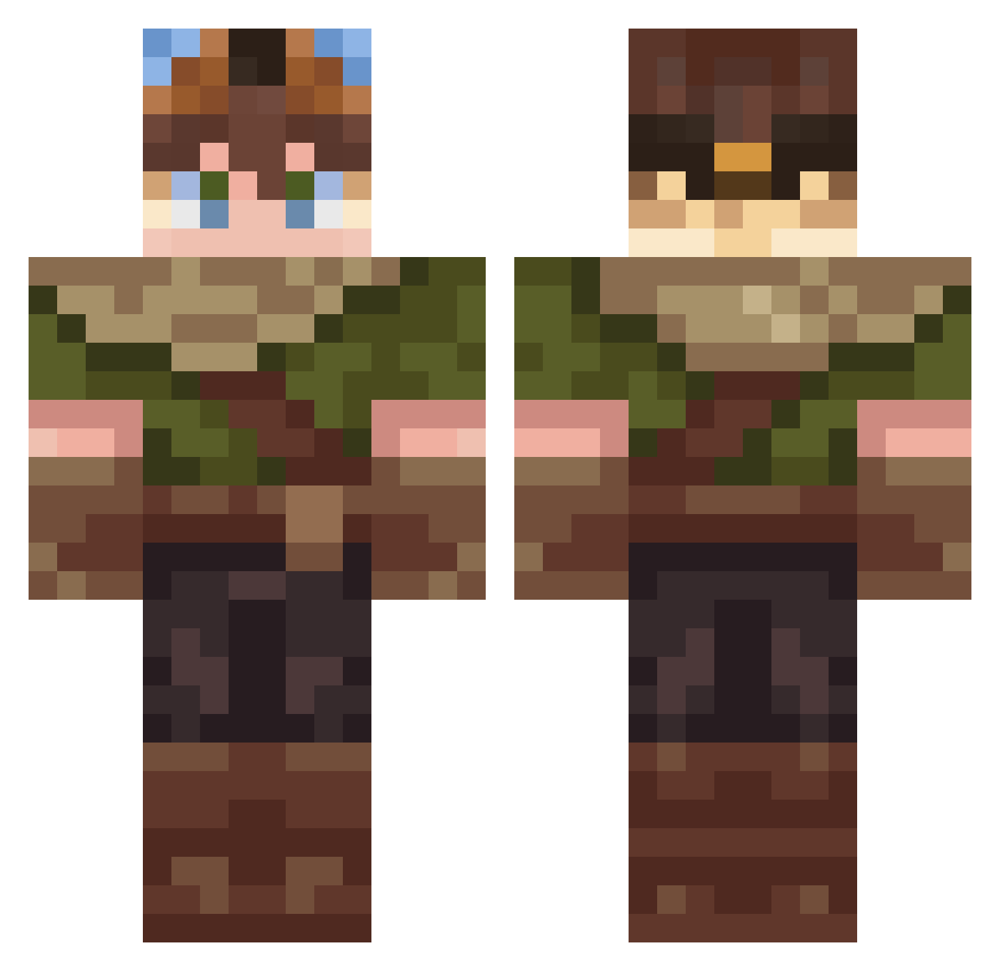 Asfalis Minecraft skin, front and back view