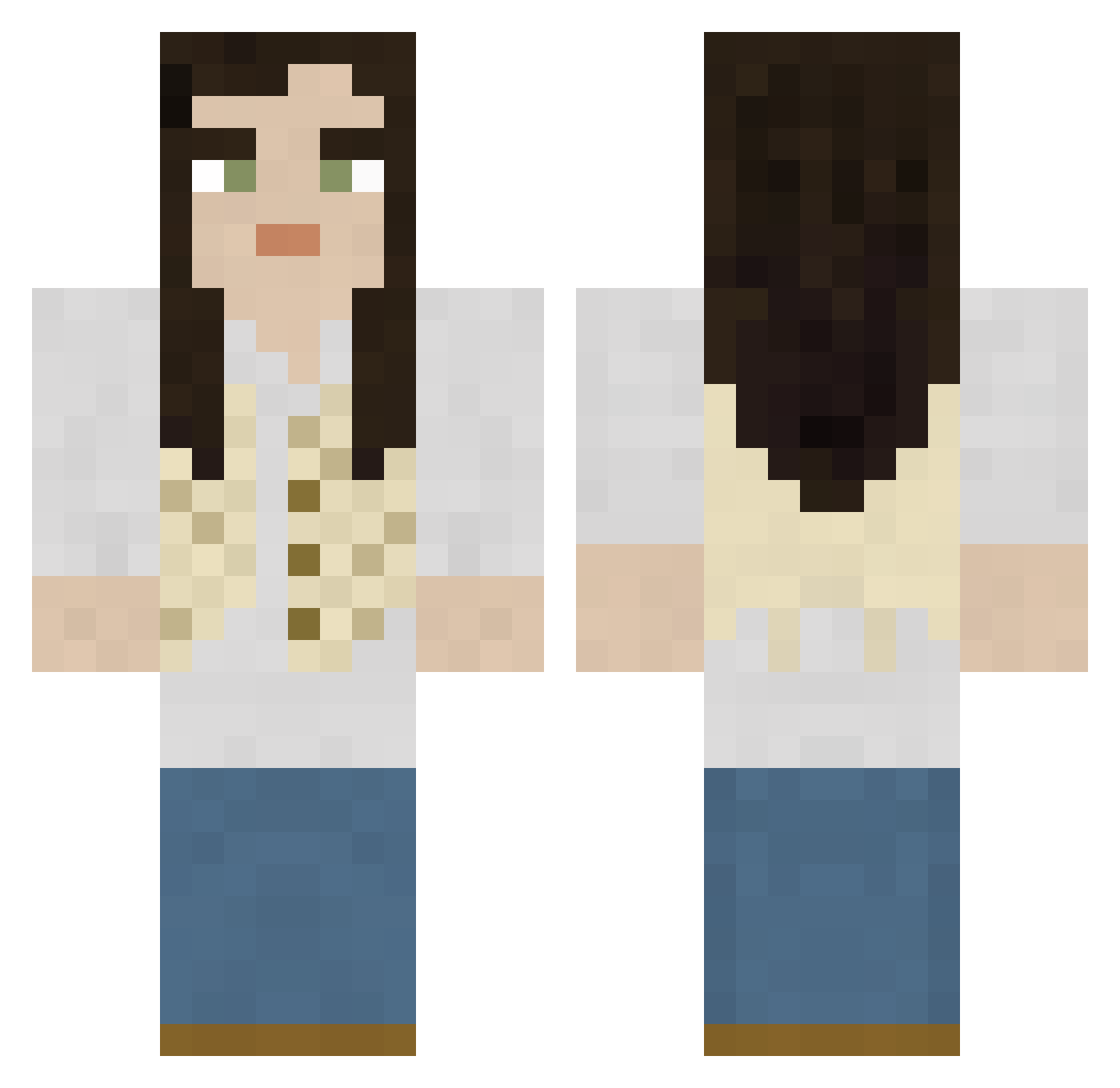 Jacqui Minecraft skin, front and back view