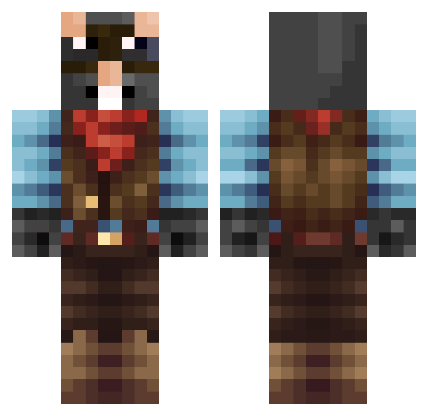 Jeanpeto Minecraft skin, front and back view