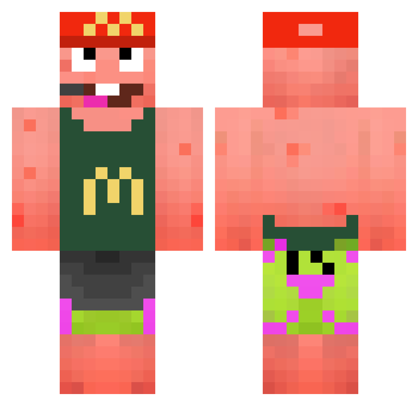 zKrutz Minecraft skin, front and back view