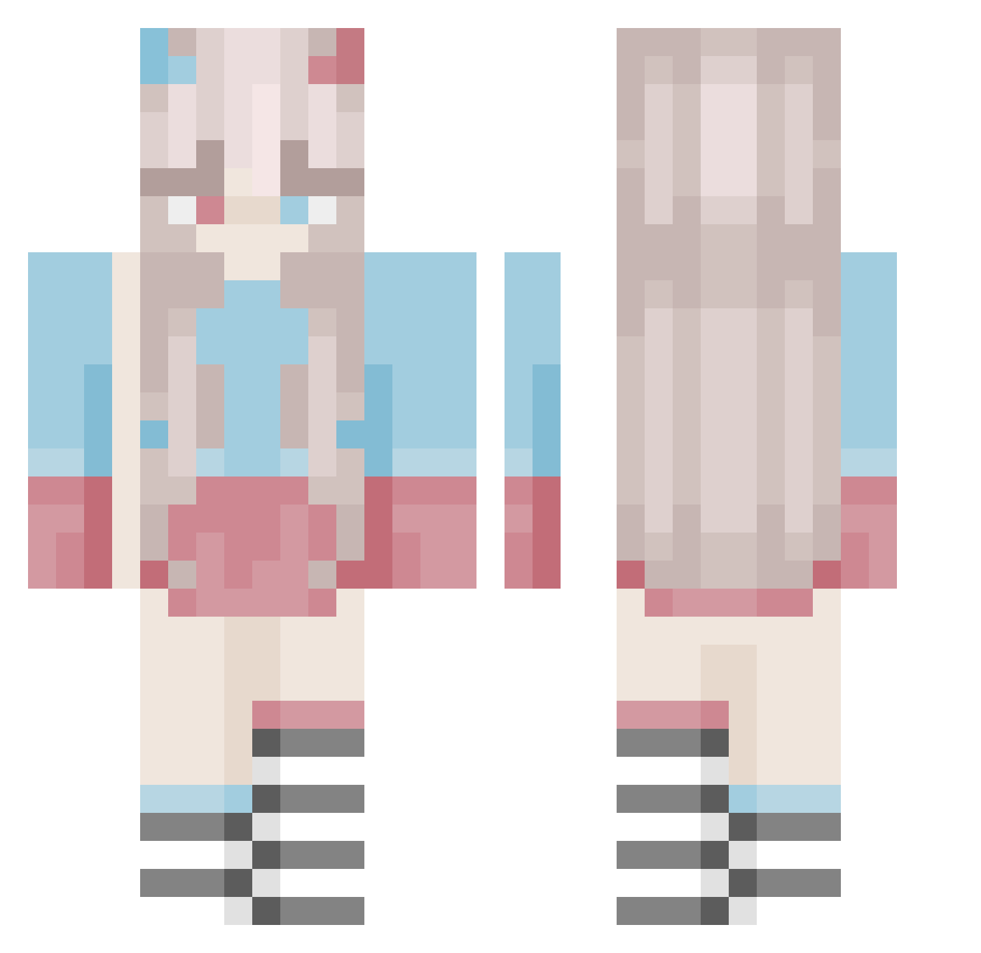 Saphirstern Minecraft skin, front and back view