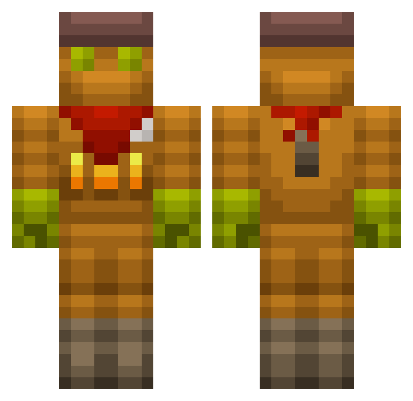Steamworld_Dih Minecraft skin, front and back view
