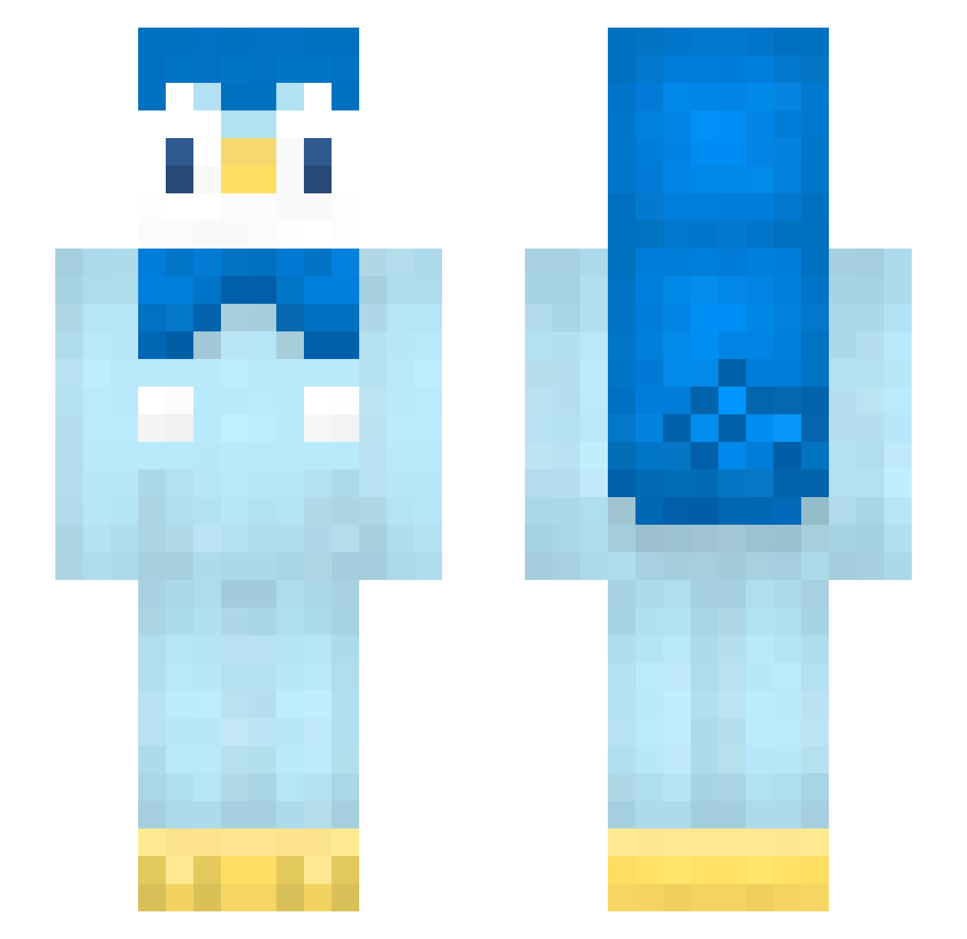XXHiE Minecraft skin, front and back view