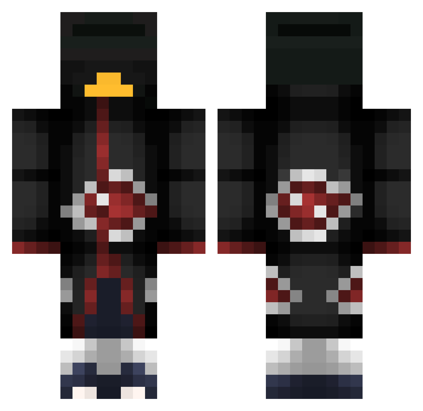 Accomplishes Minecraft skin, front and back view