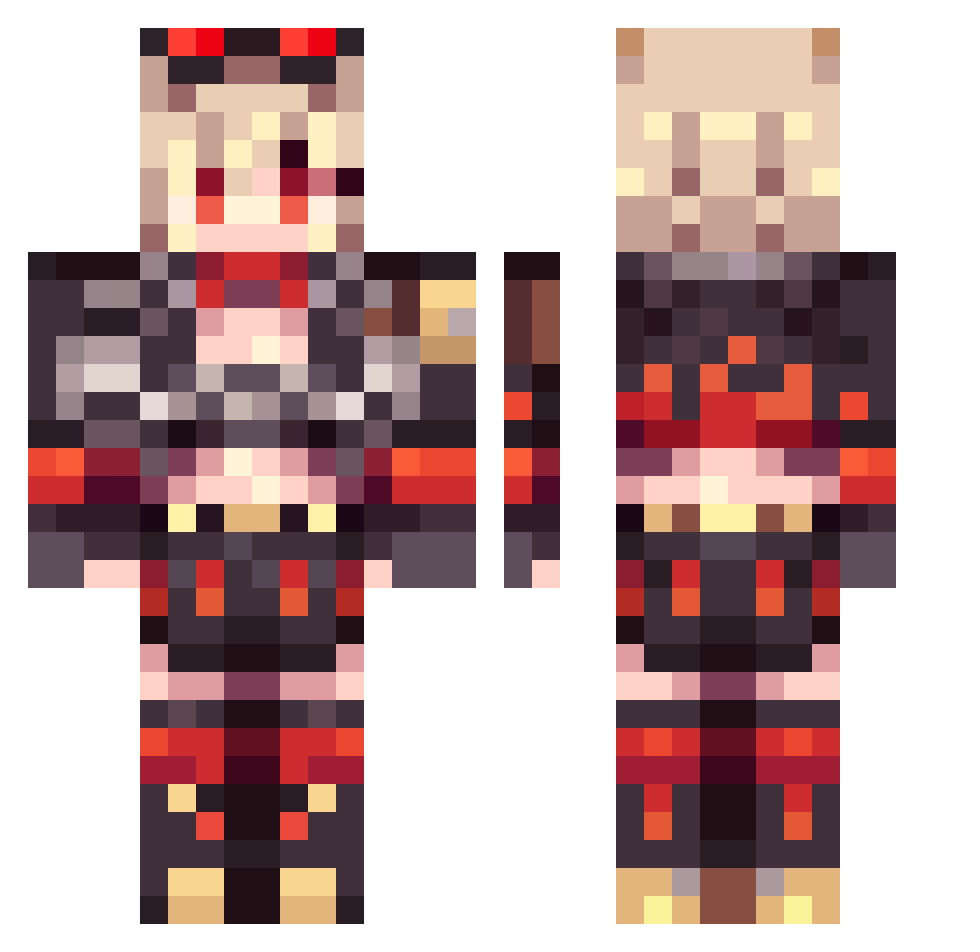 Ioriaspakka Minecraft skin, front and back view