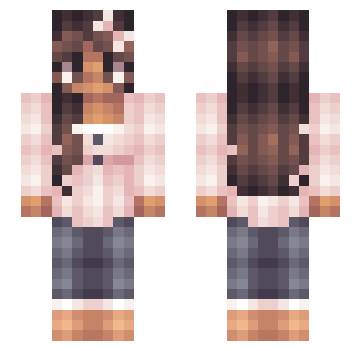 PrincessLulu1 Minecraft skin, front and back view