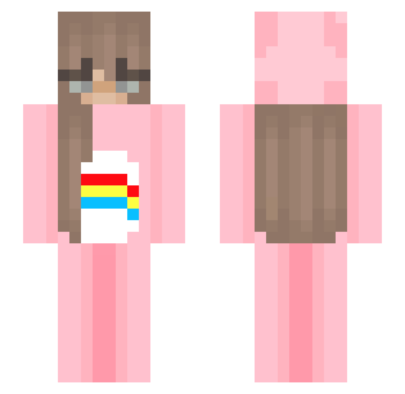 hhannnah Minecraft skin, front and back view