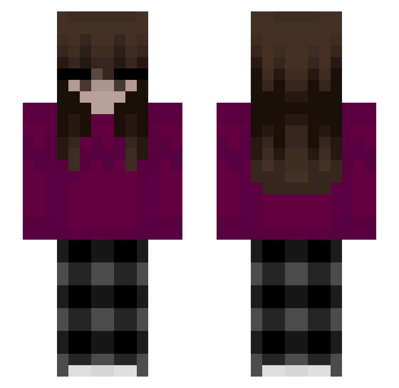 Sister Minecraft skin, front and back view