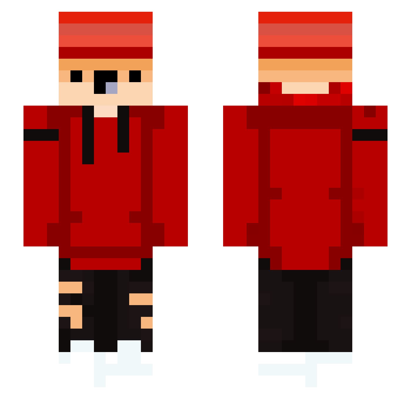 Shehatekevin Minecraft skin, front and back view
