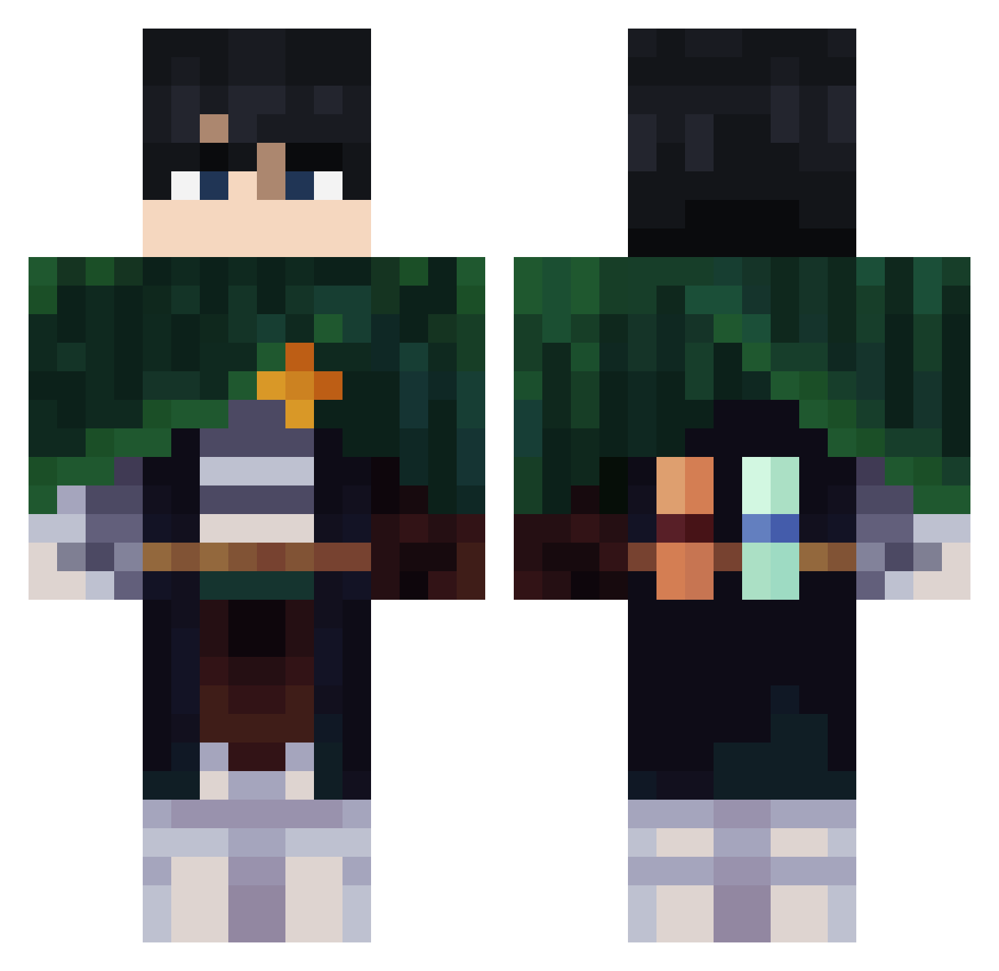 DredMem Minecraft skin, front and back view