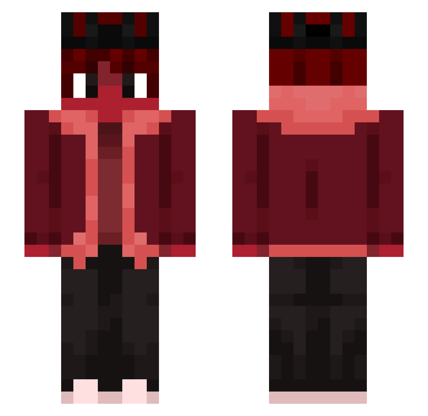 Selth Minecraft skin, front and back view